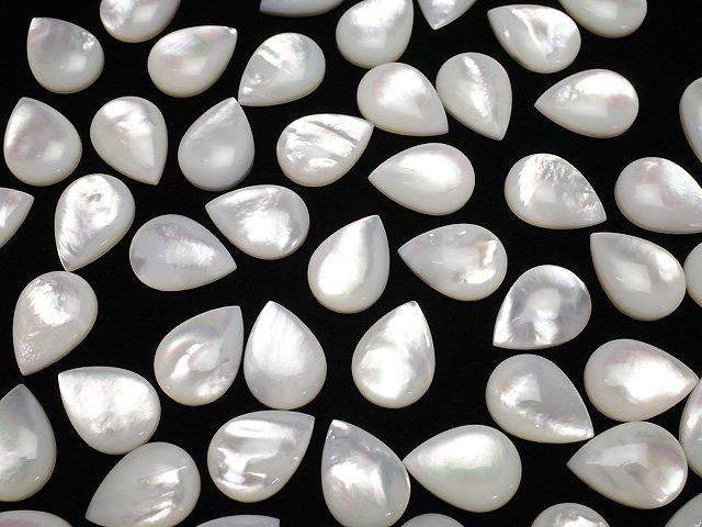【動画】高品質ホワイトシェル(白蝶貝)AAA ペアシェイプ カボション18×13mm 2個 サムネイル4
