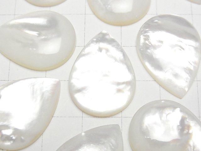 【動画】高品質ホワイトシェル(白蝶貝)AAA ペアシェイプ カボション25×18mm 1個 サムネイル2