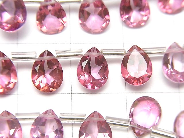 【動画】宝石質ピンクトパーズAAA ペアシェイプ ファセットカット8×6mm 半連/1連(18粒) サムネイル2