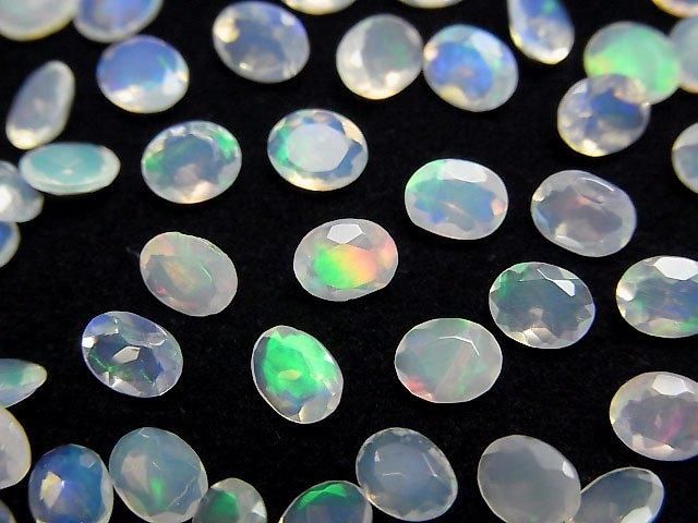 【動画】宝石質エチオピア産オパールAAA- オーバルファセットカット5×4mm 10粒の画像
