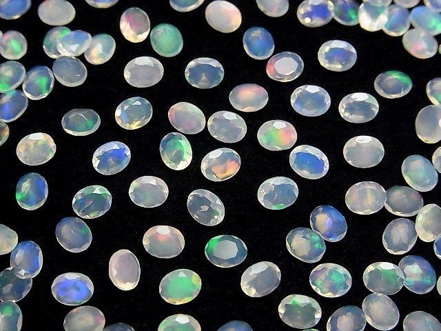 【動画】宝石質エチオピア産オパールAAA- オーバルファセットカット5×4mm 10粒 サムネイル3