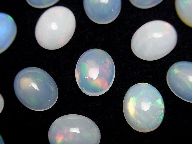 【動画】宝石質エチオピア産オパールAAA- オーバル カボション10×8mm 2個の画像