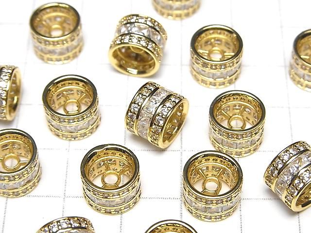メタルパーツ ロンデル10×10×7.5mm ゴールドカラー(CZ付) 2個 サムネイル3
