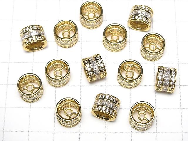 メタルパーツ ロンデル10×10×7.5mm ゴールドカラー(CZ付) 2個 サムネイル4