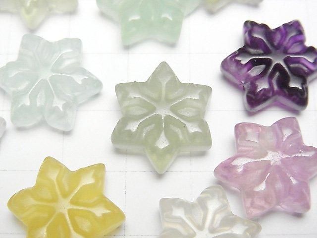 【動画】マルチカラーフローライトAAA- スノークリスタルモチーフ 18×15mm 【貫通穴】 5個 サムネイル2