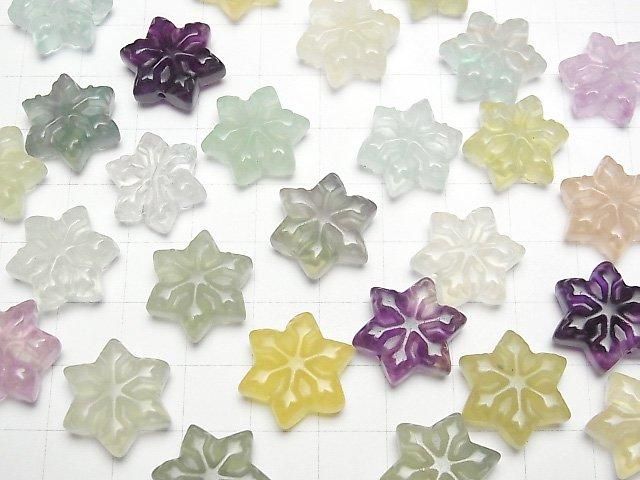 【動画】マルチカラーフローライトAAA- スノークリスタルモチーフ 18×15mm 【貫通穴】 5個 サムネイル4