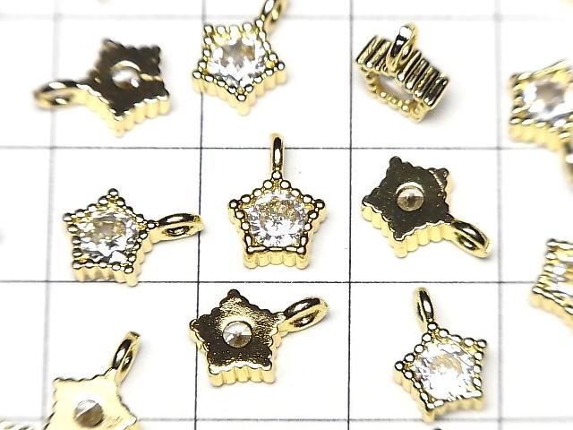 メタルパーツ スターモチーフ チャーム9.5×6.5mm ゴールドカラー(CZ付) 3個 サムネイル2
