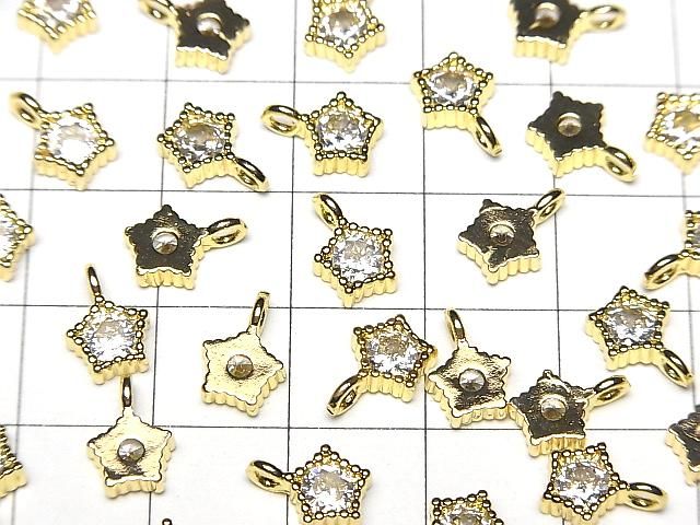 メタルパーツ スターモチーフ チャーム9.5×6.5mm ゴールドカラー(CZ付) 3個 サムネイル3