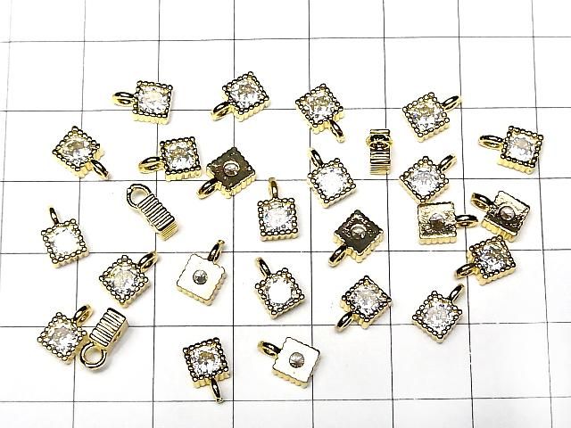 メタルパーツ スクエア チャーム8×5mm ゴールドカラー(CZ付) 3個 サムネイル4