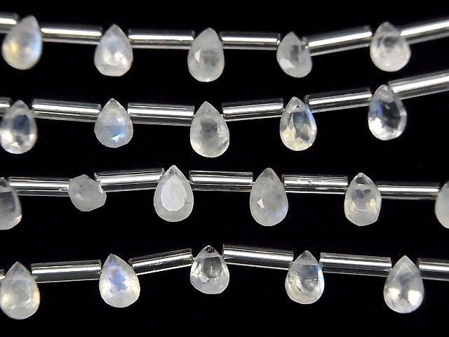 【動画】宝石質レインボームーンストーンAA++ ペアシェイプ ファセットカット6×4mm 1連(8粒) サムネイル3