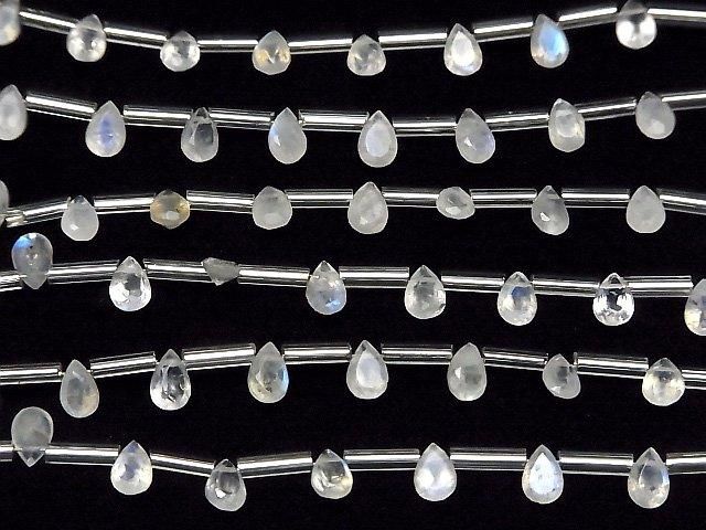 【動画】宝石質レインボームーンストーンAA++ ペアシェイプ ファセットカット6×4mm 1連(8粒) サムネイル4