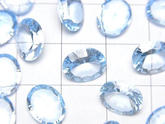 【動画】宝石質スカイブルートパーズAAA ルース オーバル コンケーブカット10×8mm 2粒 サムネイル2