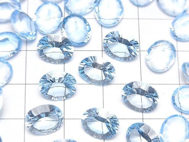 【動画】宝石質スカイブルートパーズAAA ルース オーバル コンケーブカット10×8mm 2粒 サムネイル3