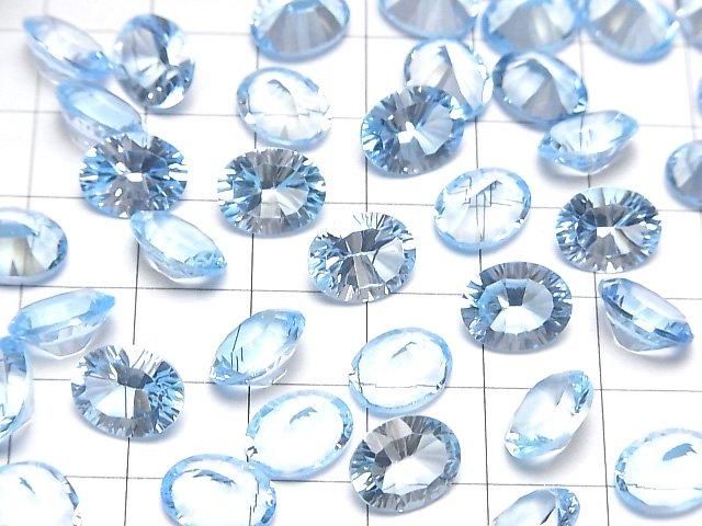 【動画】宝石質スカイブルートパーズAAA ルース オーバル コンケーブカット10×8mm 2粒 サムネイル4