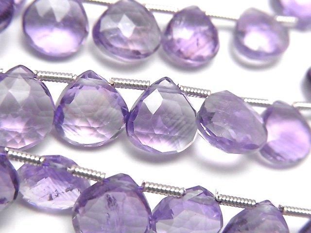 【動画】宝石質アメジストAAA- マロン ブリオレットカット 半連/1連(22粒)の画像
