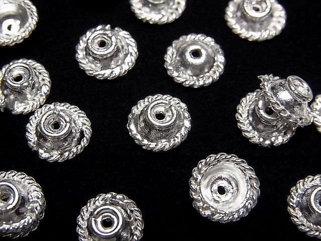 コッパー(銅) ビーズキャップ8×8×4mm シルバーコーティング 1/4連~1連(約18cm)の画像
