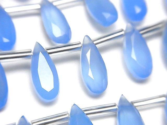 【動画】宝石質ブルーカルセドニーAAA ペアシェイプ ファセットカット12×5mm 1連(9粒)の画像