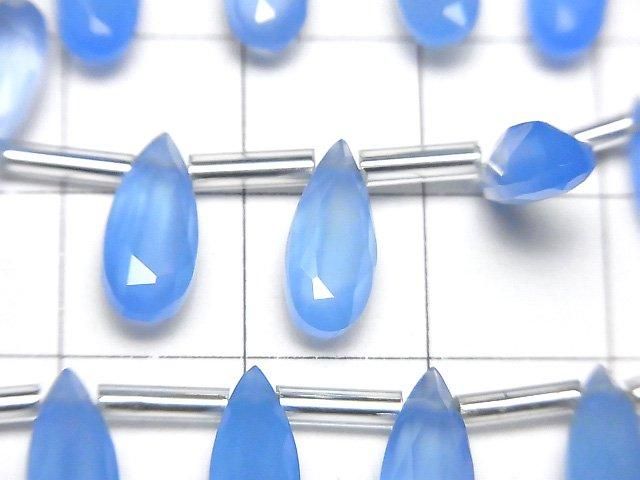 【動画】宝石質ブルーカルセドニーAAA ペアシェイプ ファセットカット12×5mm 1連(9粒) サムネイル2