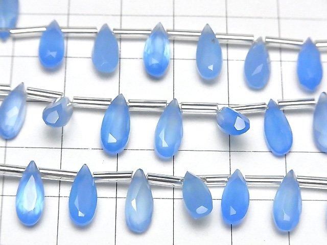 【動画】宝石質ブルーカルセドニーAAA ペアシェイプ ファセットカット12×5mm 1連(9粒) サムネイル3