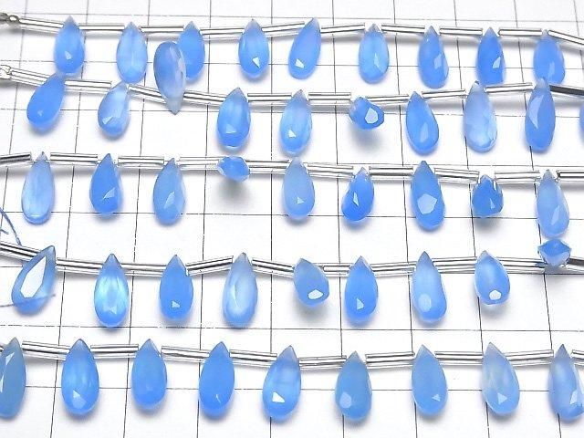 【動画】宝石質ブルーカルセドニーAAA ペアシェイプ ファセットカット12×5mm 1連(9粒) サムネイル4