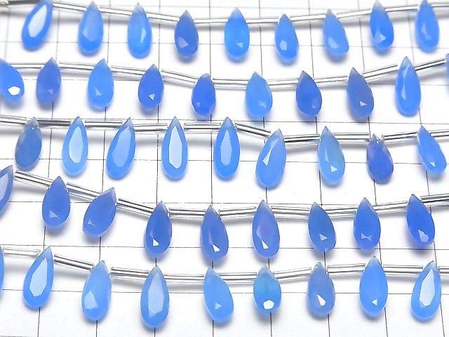 【動画】宝石質ブルーカルセドニーAAA- ペアシェイプ ファセットカット12×5mm 【ダークカラー】 1連(9粒) サムネイル4