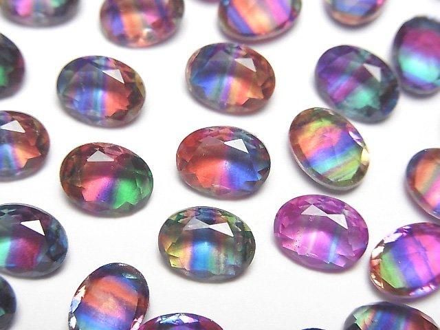 【動画】ダブレットクリスタルAAA ルース オーバルファセットカット8×6mm 【ビビットカラー/ストライプ】 3個の画像