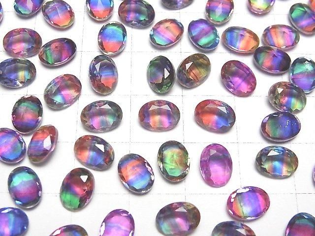 【動画】ダブレットクリスタルAAA ルース オーバルファセットカット8×6mm 【ビビットカラー/ストライプ】 3個 サムネイル3