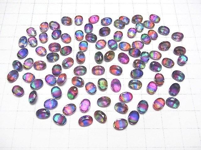 【動画】ダブレットクリスタルAAA ルース オーバルファセットカット8×6mm 【ビビットカラー/ストライプ】 3個 サムネイル4