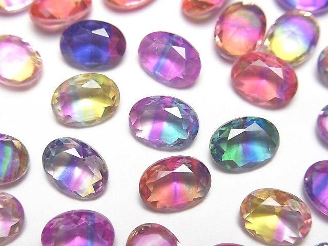 【動画】ダブレットクリスタルAAA ルース オーバルファセットカット8×6mm 【ポップカラー/ストライプ】 3個の画像
