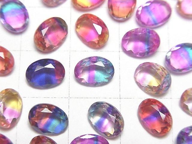 【動画】ダブレットクリスタルAAA ルース オーバルファセットカット8×6mm 【ポップカラー/ストライプ】 3個 サムネイル2