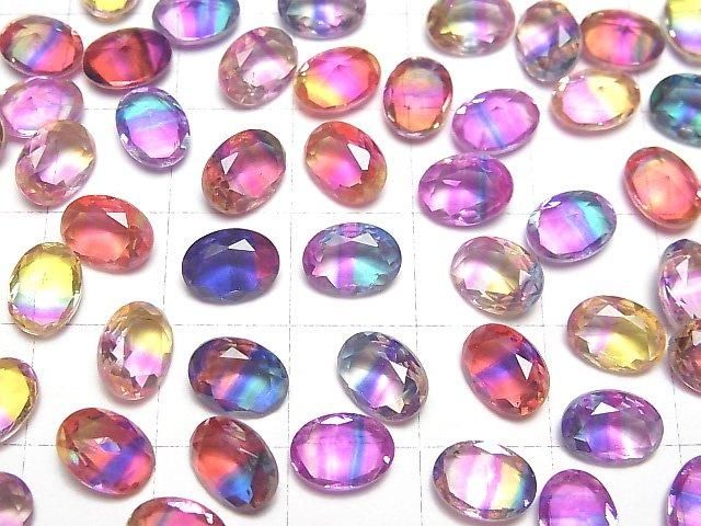 【動画】ダブレットクリスタルAAA ルース オーバルファセットカット8×6mm 【ポップカラー/ストライプ】 3個 サムネイル3