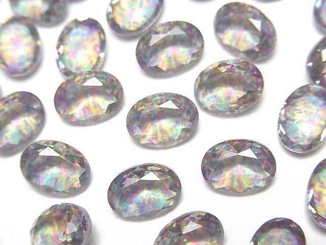 【動画】ダブレットクリスタルAAA ルース オーバルファセットカット8×6mm 【グリーン/スプラッシュ】 3個の画像
