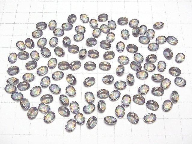 【動画】ダブレットクリスタルAAA ルース オーバルファセットカット8×6mm 【グリーン/スプラッシュ】 3個 サムネイル4