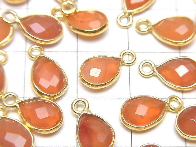 【動画】宝石質カーネリアンAAA 枠留めペアシェイプカット10×7mm 18KGP 3個 サムネイル2