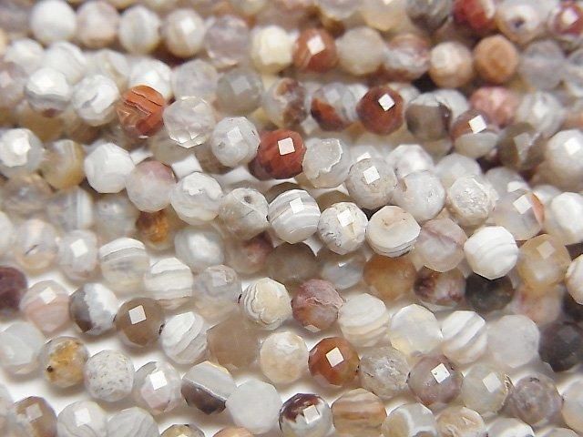 【動画】【素晴らしい輝き】ラグナレースアゲート ラウンドカット3mm 1連(約37cm)の画像