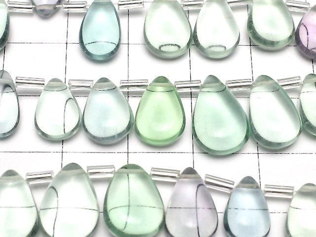 【動画】宝石質グリーンフローライトAAA ペアシェイプ(プレーン) 1連(約17cm) サムネイル2