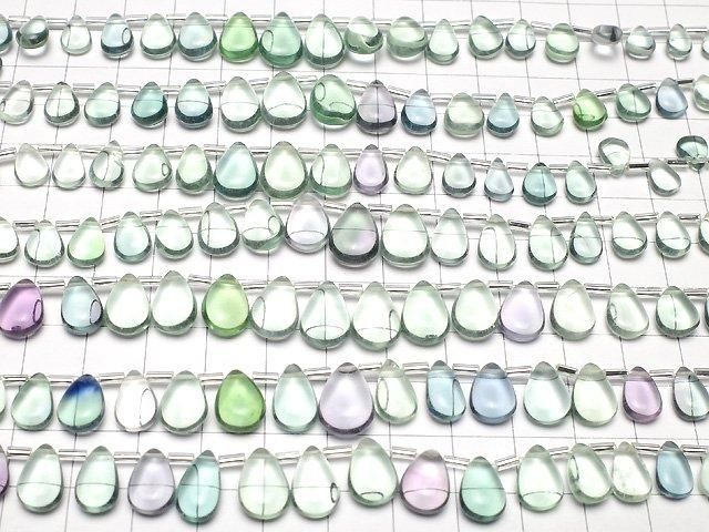 【動画】宝石質グリーンフローライトAAA ペアシェイプ(プレーン) 1連(約17cm) サムネイル4