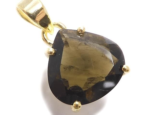 【動画】【1点もの】モルダバイトAAA ファセットカットペンダントトップ 18KGP製 NO.35の画像