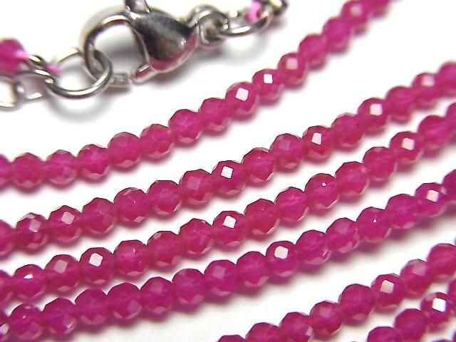 【動画】【素晴らしい輝き】合成ルビーAAA ラウンドカット2mm 1連(ネックレス)の画像