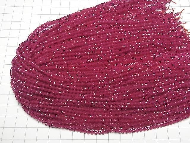 【動画】【素晴らしい輝き】合成ルビーAAA ラウンドカット3mm 1連(約36cm) サムネイル4