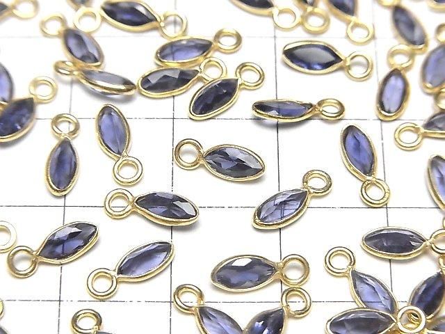 【動画】宝石質アイオライトAAA- 枠留めマーキスファセットカット7×3mm 18KGP 5個 サムネイル3