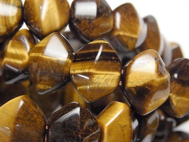 【動画】イエロータイガーアイAA++ 2つ穴ヘキサゴンカット16×13×8mm 1連(バングルブレス)の画像