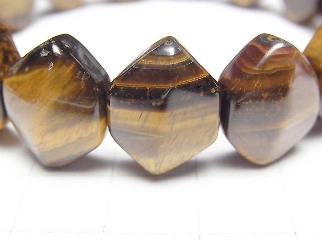 【動画】イエロータイガーアイAA++ 2つ穴ヘキサゴンカット16×13×8mm 1連(バングルブレス) サムネイル2