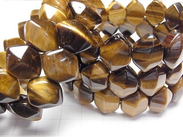 【動画】イエロータイガーアイAA++ 2つ穴ヘキサゴンカット16×13×8mm 1連(バングルブレス) サムネイル3