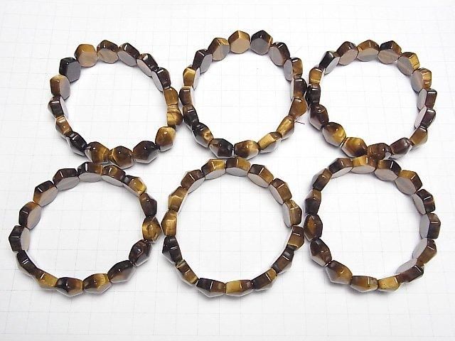 【動画】イエロータイガーアイAA++ 2つ穴ヘキサゴンカット16×13×8mm 1連(バングルブレス) サムネイル4