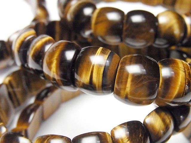 【動画】イエロータイガーアイAAA- 2つ穴オーバル14×10×6mm 1連(バングルブレス)の画像