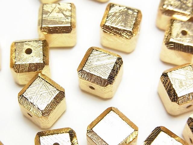 【動画】メテオライト(ムオニナルスタ隕石) キューブ6mm・8mm・10mm イエローゴールド NO.1 1粒の画像