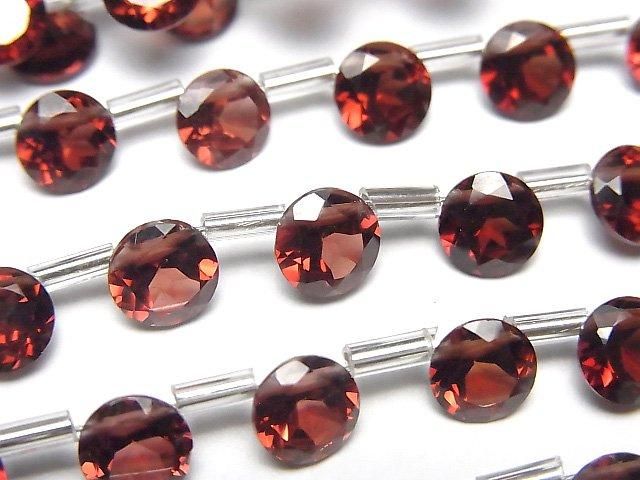 【動画】宝石質モザンビークガーネットAAA ラウンドファセットカット6×6mm 半連/1連(18粒)の画像