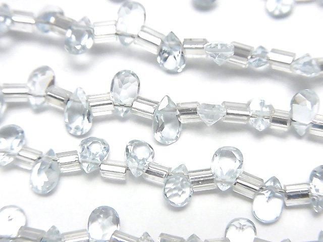【動画】宝石質スカイブルートパーズAAA ペアシェイプ ファセットカット5×3mm 1連(38粒)の画像