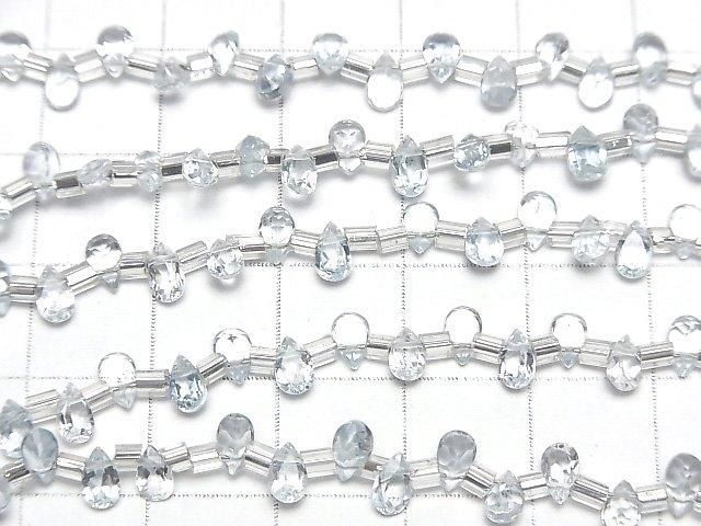 【動画】宝石質スカイブルートパーズAAA ペアシェイプ ファセットカット5×3mm 1連(38粒) サムネイル3